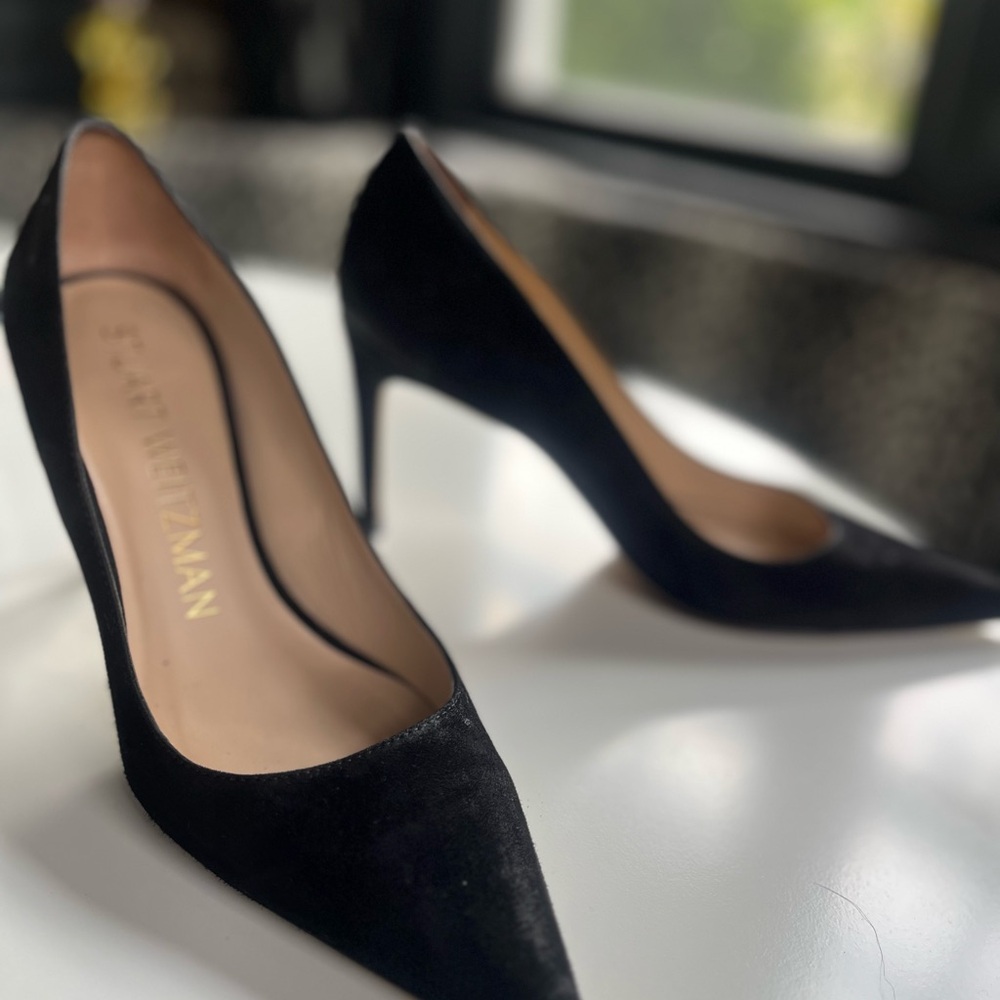 Stuart Weitzman Black Suede “Stuart 85 Pump” - Picture 3 of 11